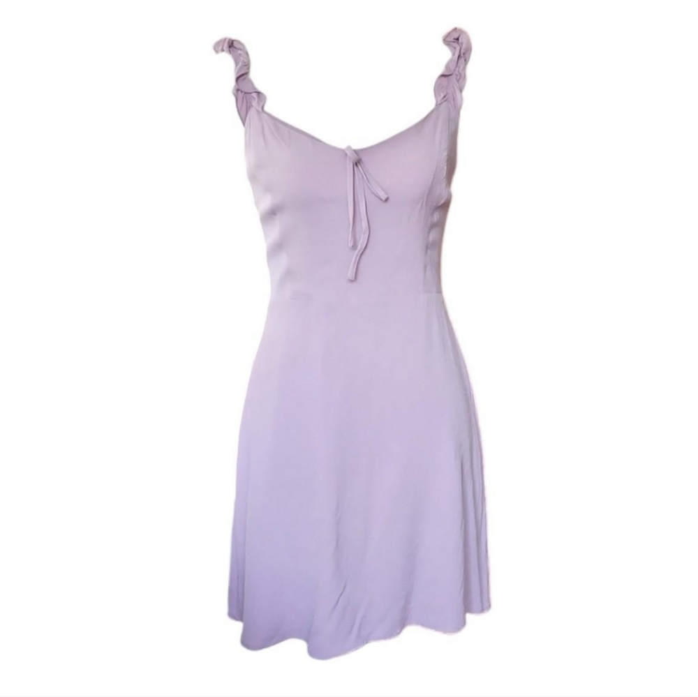 Sunday Best Flirt Ruffle Sleeve Mini Dress In Lilac